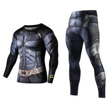 Load image into Gallery viewer, Men&#39;s Compression GYM training Clothes Suits workout Superman jogging Sportswear Fitness Dry Fit Tracksuit Tights 2pcs / sets