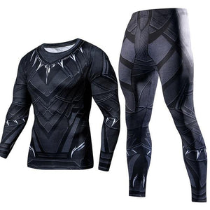 Men's Compression GYM training Clothes Suits workout Superman jogging Sportswear Fitness Dry Fit Tracksuit Tights 2pcs / sets